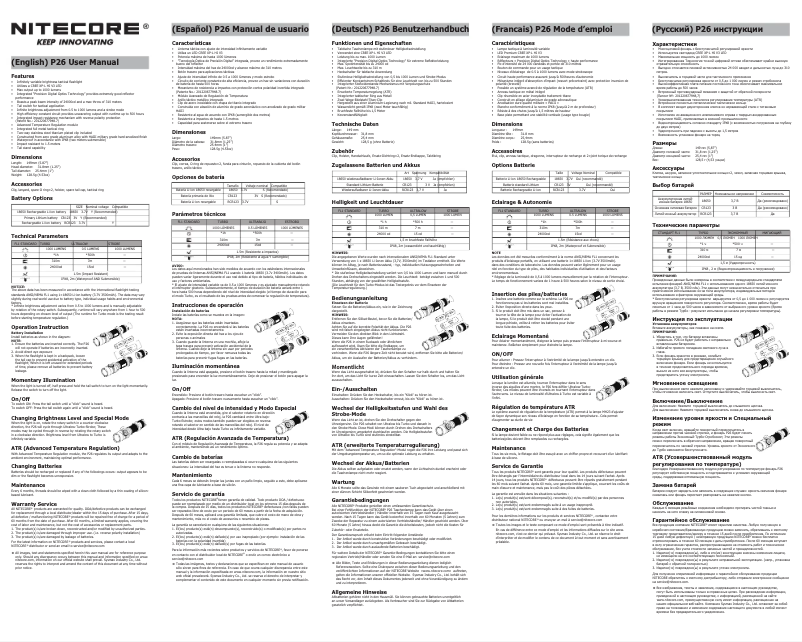 Page 1 de la notice Manuel utilisateur Nitecore P26