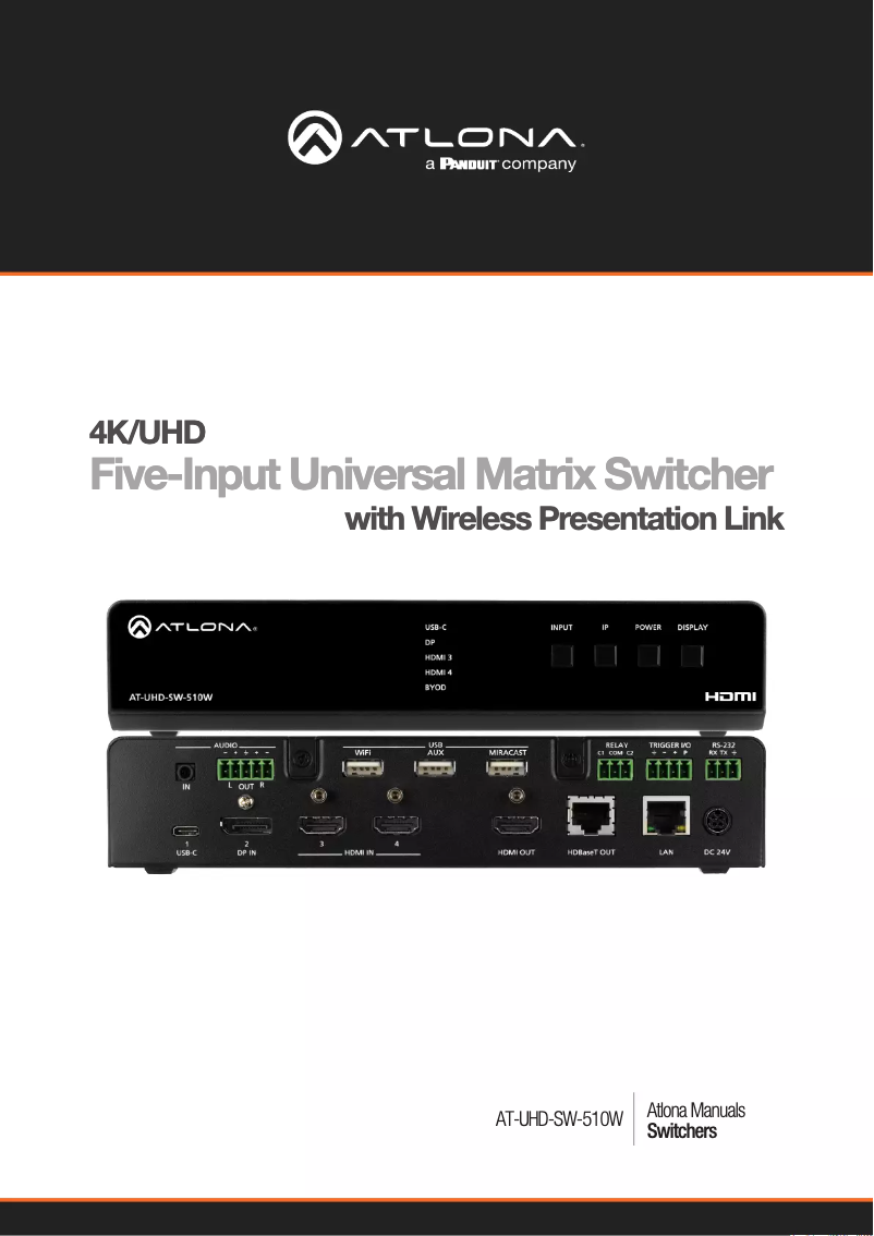 Page 1 de la notice Manuel utilisateur Atlona AT-UHD-SW-510W