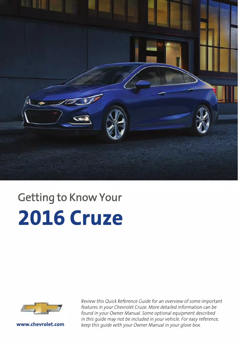 Image de la première page du manuel de l'appareil Cruze (2016)