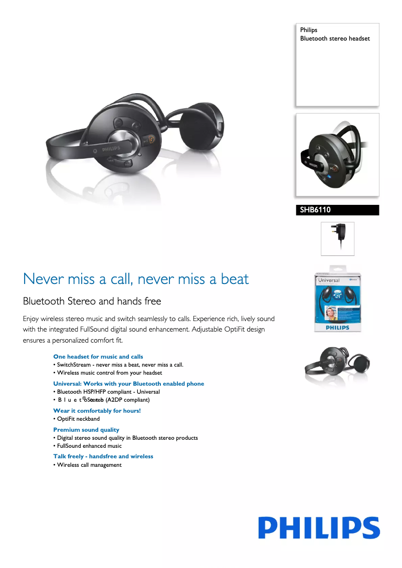 Page n°1 - Brochure Philips SHB6110