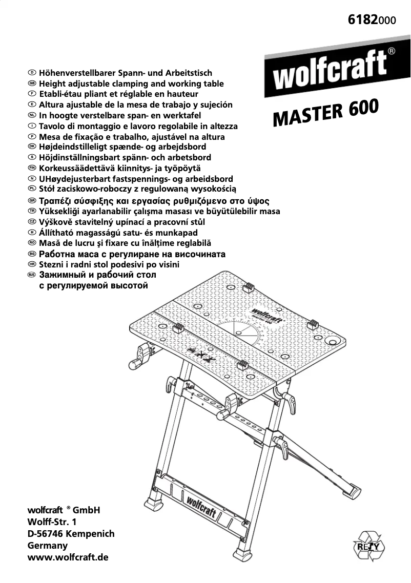Page n°1 - Manuel utilisateur Wolfcraft MASTER 600