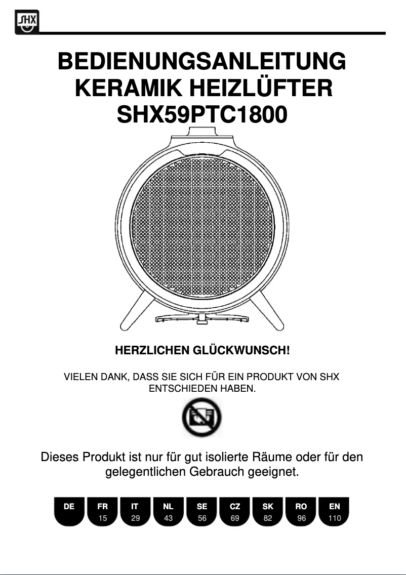 Page n°1 - Manuel utilisateur SHX SHX59PTC1800