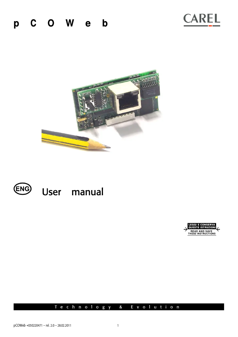 Página 1 del manual Manual de usuario Carel pCO1
