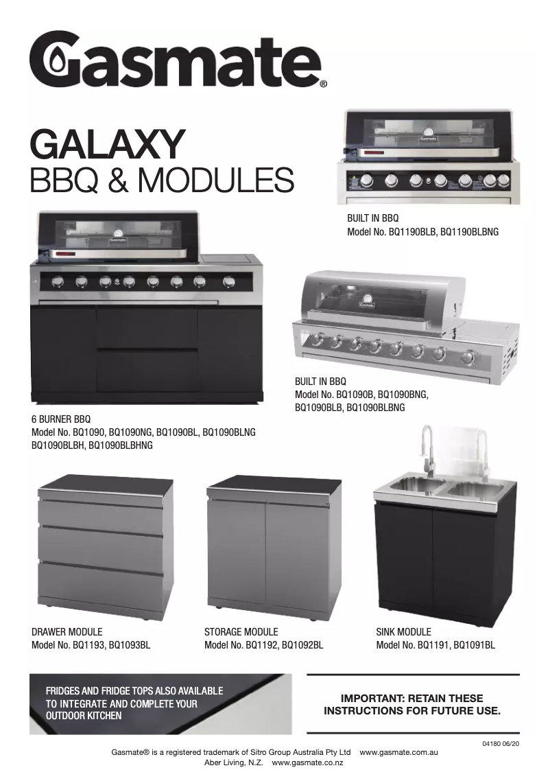 Image de la première page du manuel de l'appareil Galaxy BQ1190
