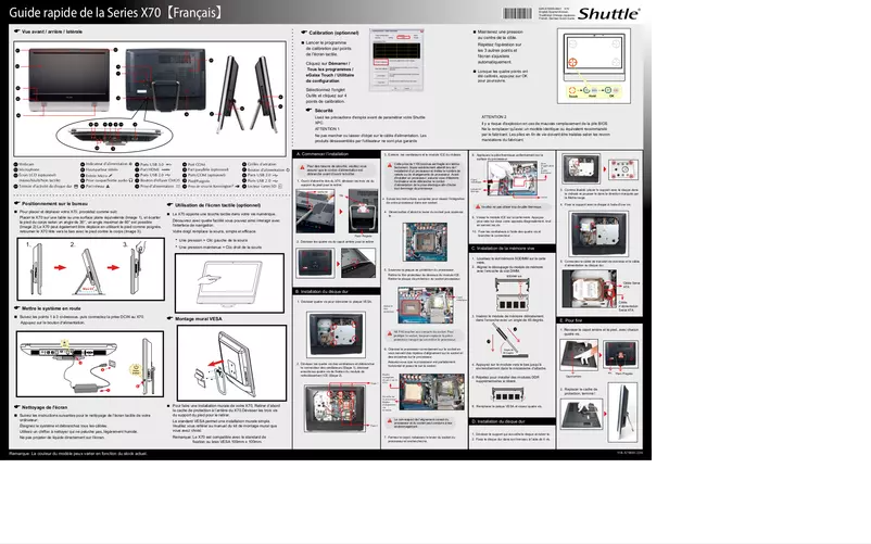 Page 1 de la notice Manuel utilisateur Shuttle X 7000XA