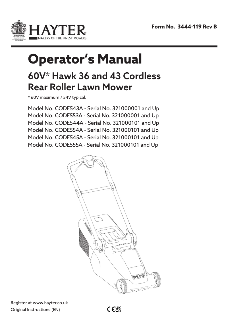 Page 1 de la notice Manuel utilisateur Hayter Hawk 43