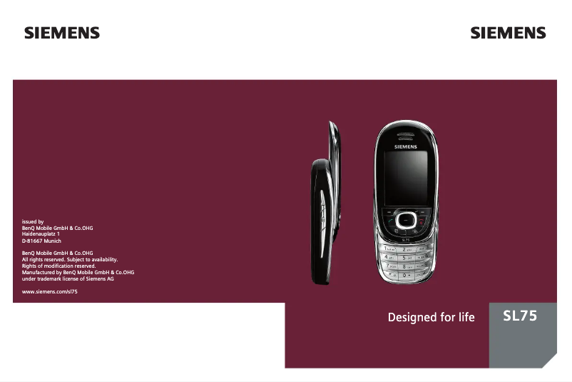 Page 1 de la notice Manuel utilisateur Siemens SL75