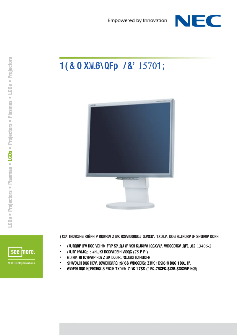 Image de la première page du manuel de l'appareil MultiSync LCD1570NX