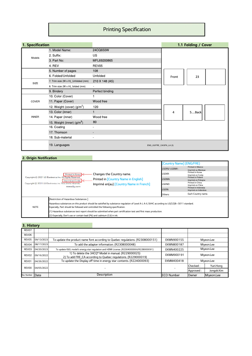Image de la première page du manuel de l'appareil 24CQ651W