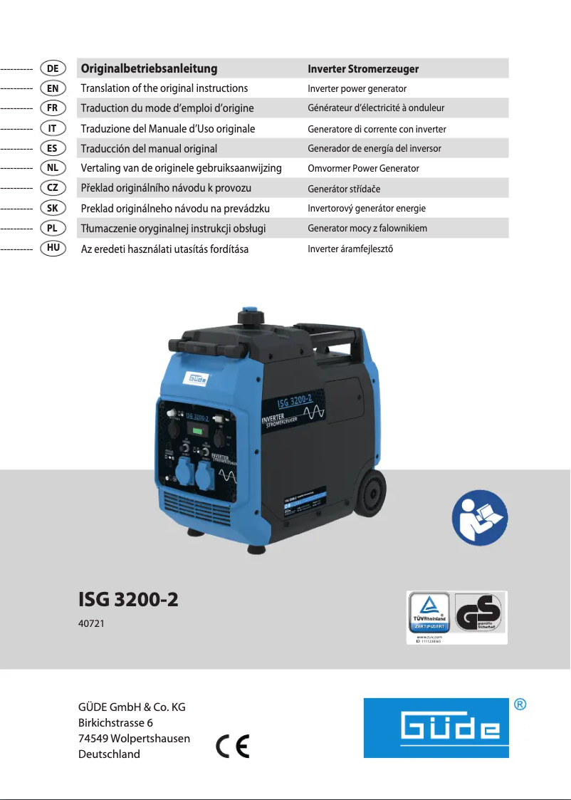 Page 1 de la notice Manuel utilisateur Güde ISG 3200-2