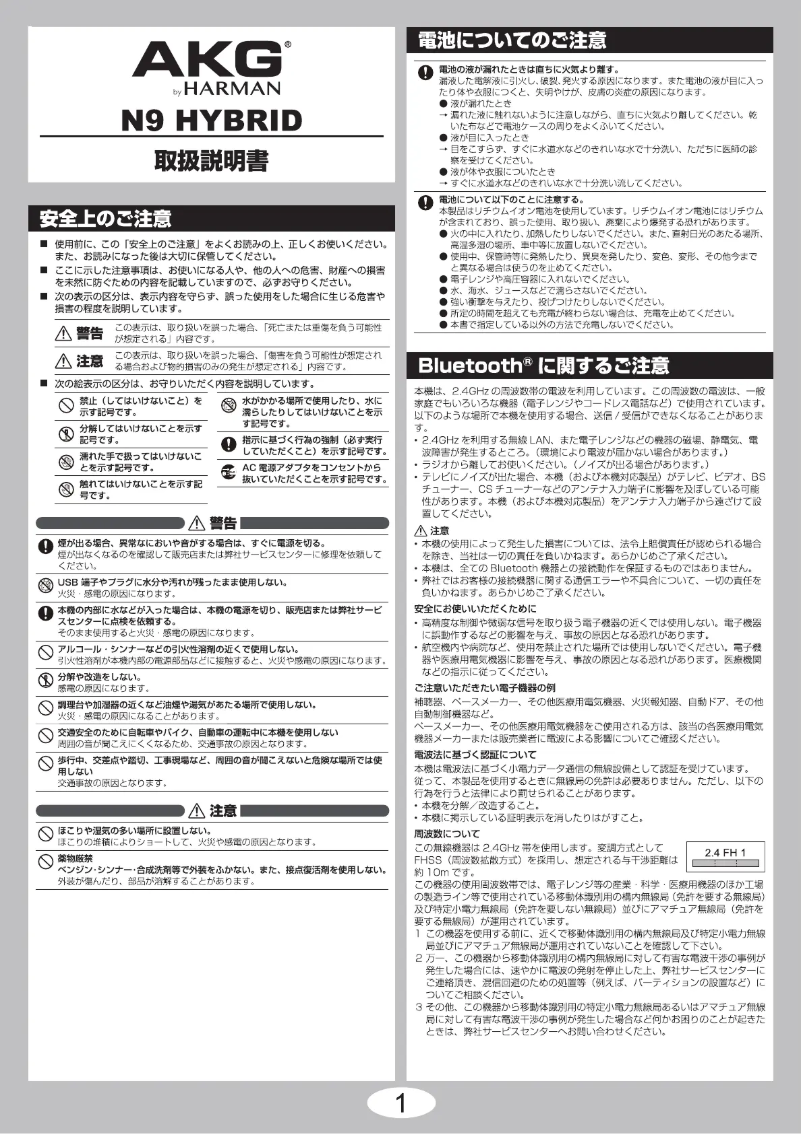 Page n°1 - Manuel utilisateur AKG N9