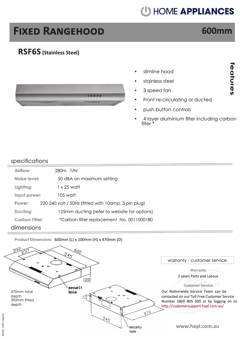 Page n°1 - Fiche technique Euromaid RSF6S