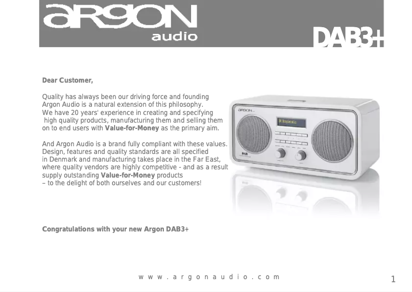 Page n°1 - Manuel utilisateur Argon DAB3+