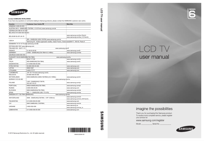 Page 1 de la notice Manuel utilisateur Samsung LE40C657L2W