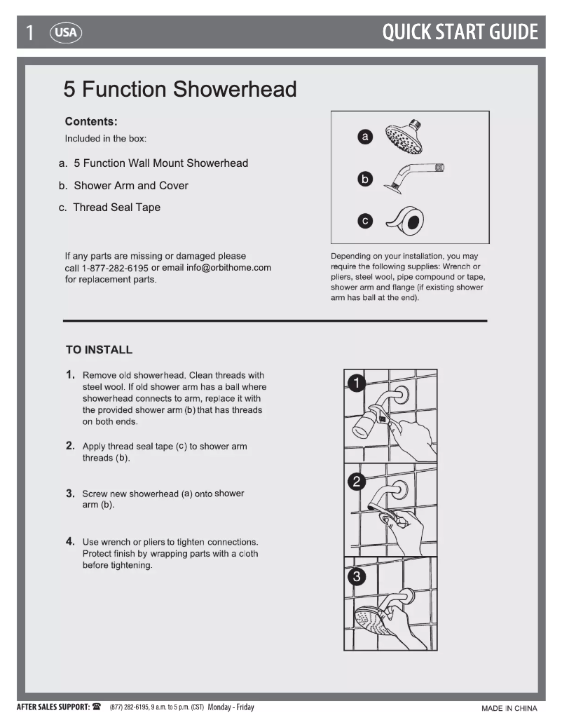 Page 1 de la notice Manuel utilisateur Easy Home 5 Function or Rain Shower Head