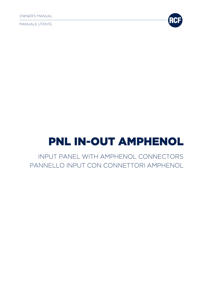 Image de la première page du manuel de l'appareil PNL IN-OUT AMPHENOL