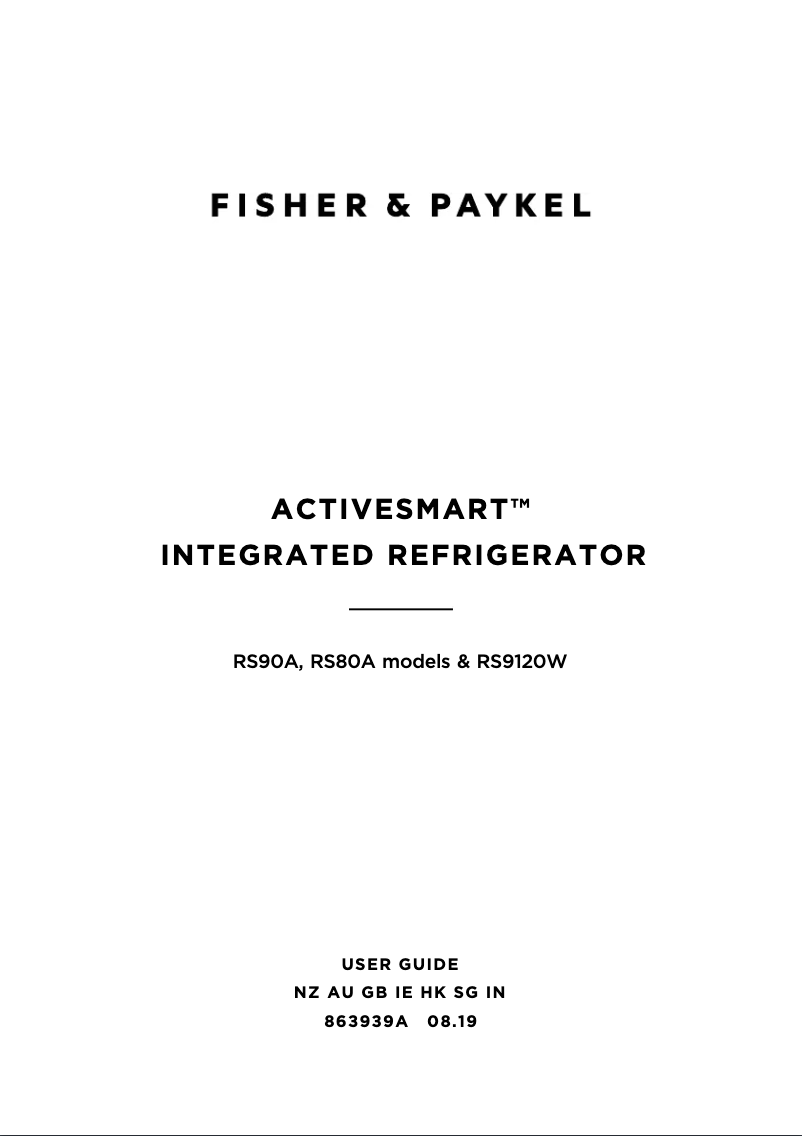 Página 1 del manual Manual de usuario Fisher & Paykel RS80A1