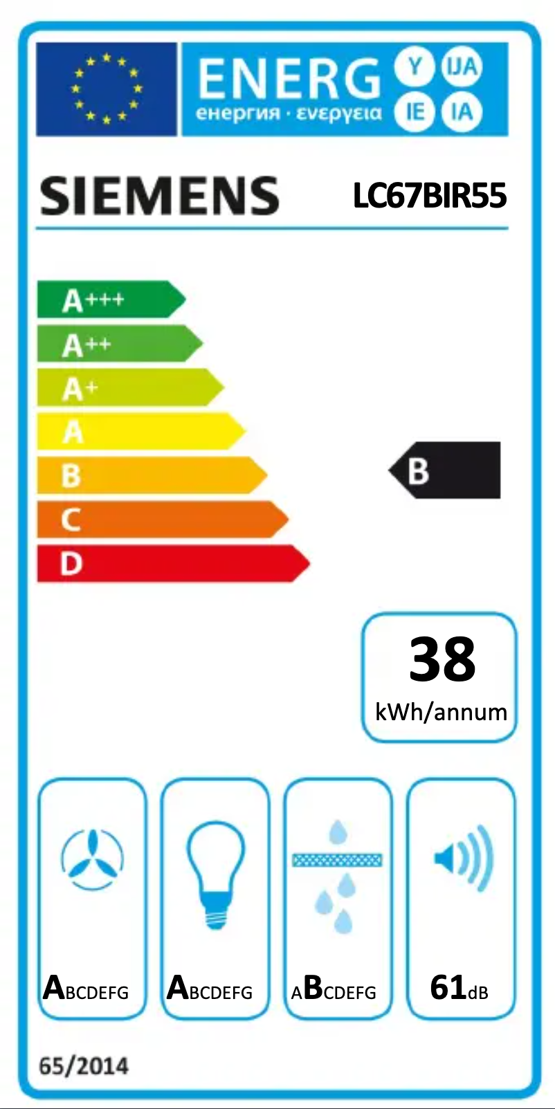 Página 1 del manual Etiqueta energética Siemens iQ500 LC67BIR55