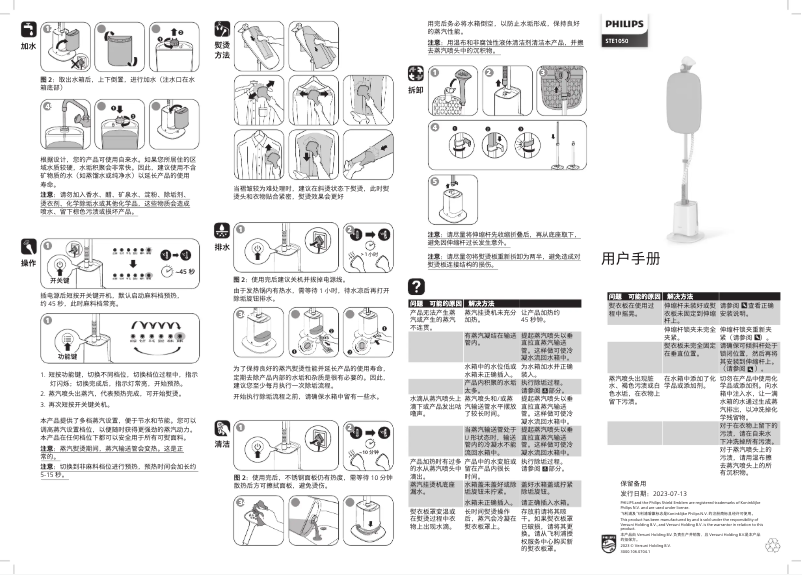 Page 1 of the manual User Manual Philips STE1050