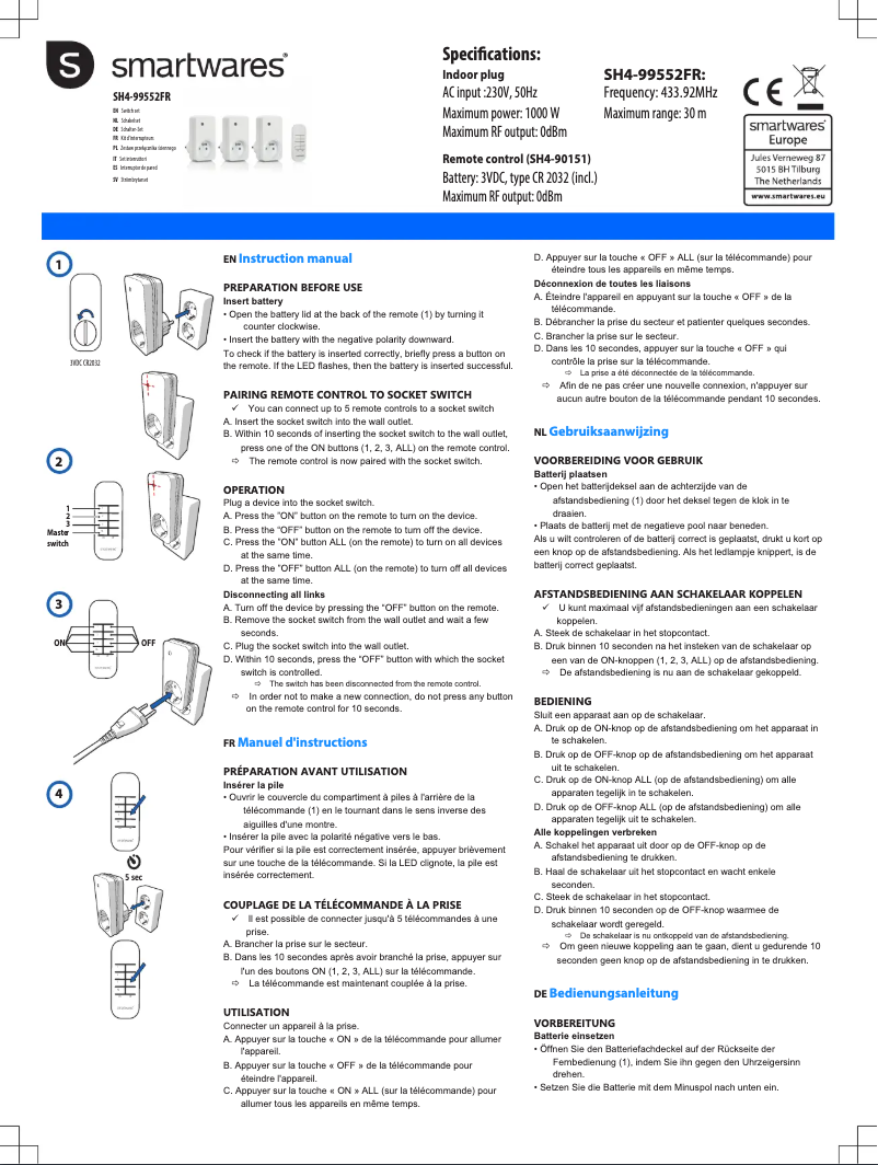 Image de la première page du manuel de l'appareil SH4-99552