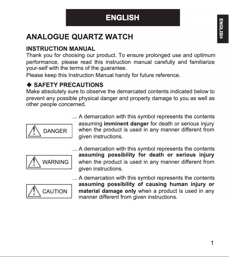 Page n°1 - Manuel utilisateur ORIENT Contemporary GW0100JW