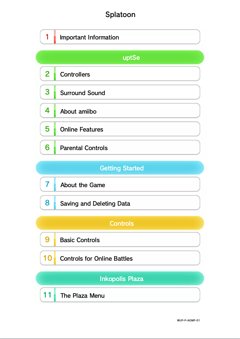 Image de la première page du manuel de l'appareil Splatoon