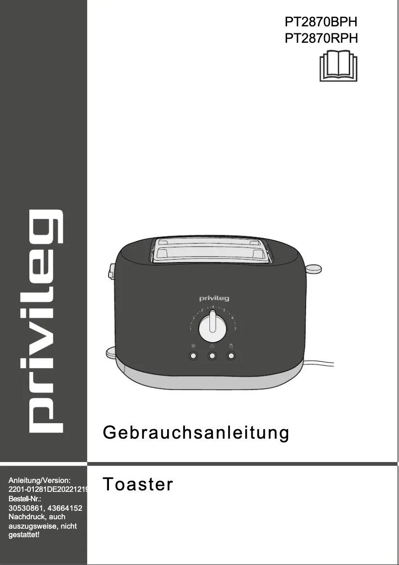 Page 1 de la notice Manuel utilisateur Privileg PT2870RPH