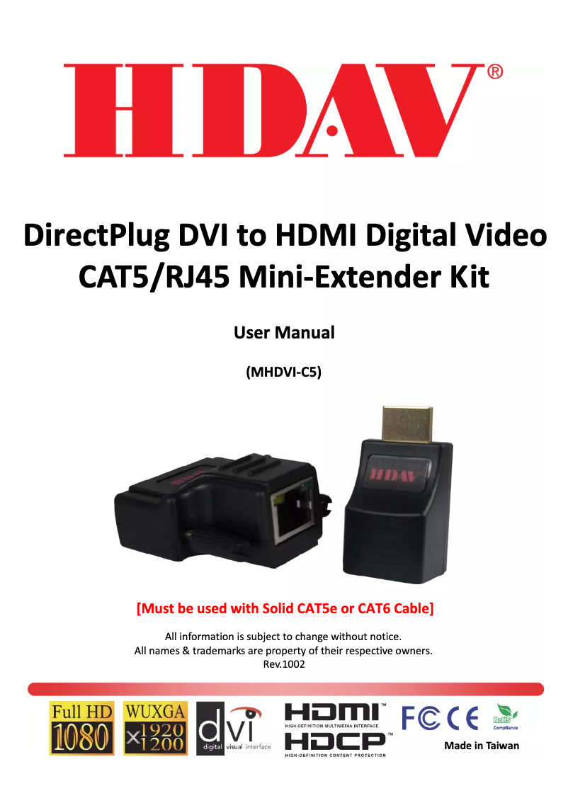 Image de la première page du manuel de l'appareil MHDVI-C5