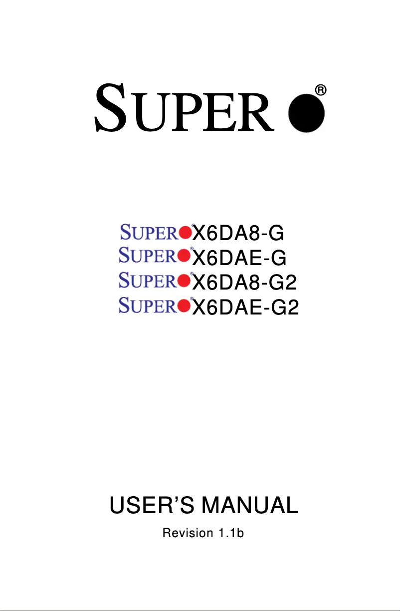 Page 1 de la notice Manuel utilisateur Supermicro X6DAE-G