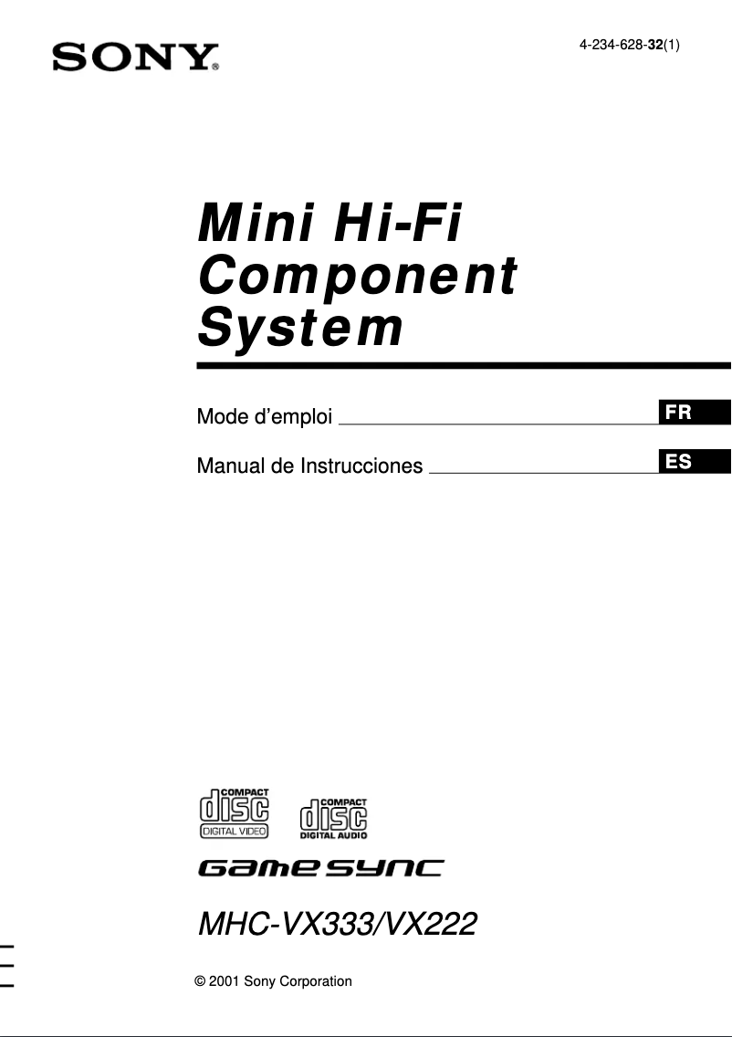 Image de la première page du manuel de l'appareil MHC-VX222