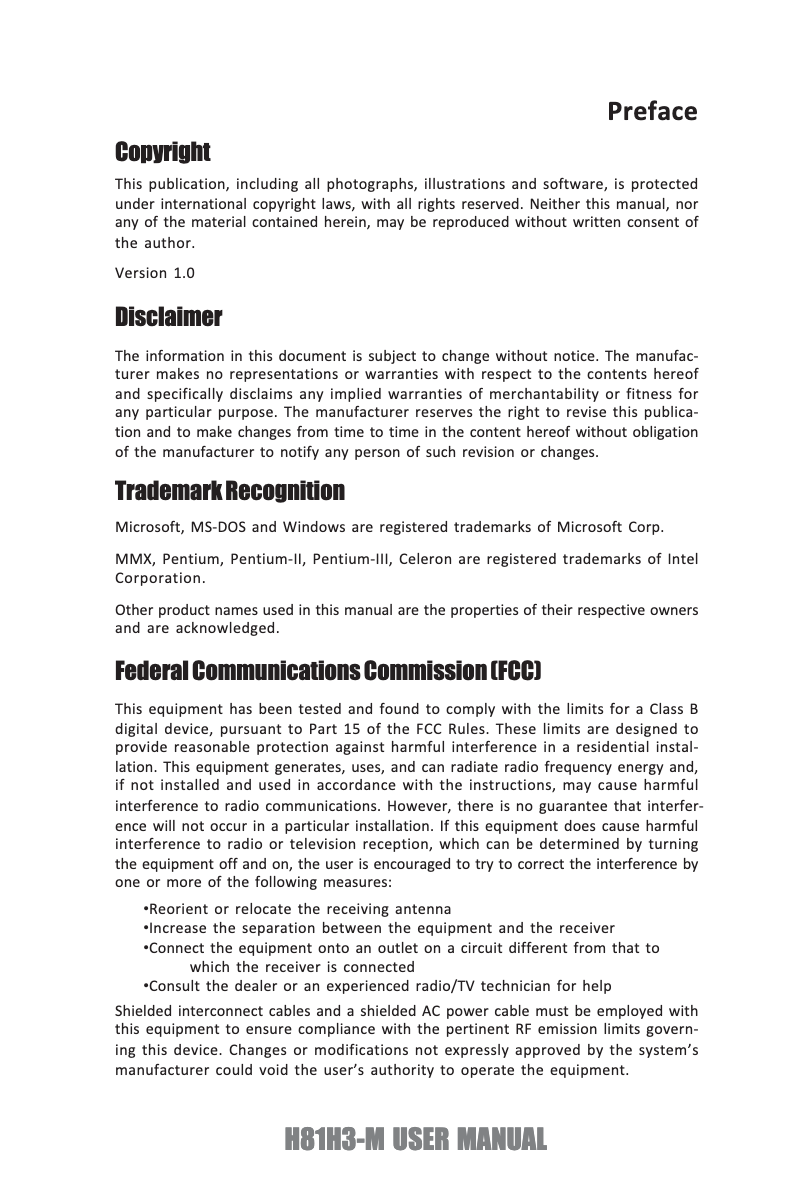 Page 1 de la notice Manuel utilisateur ECS H81H3-M