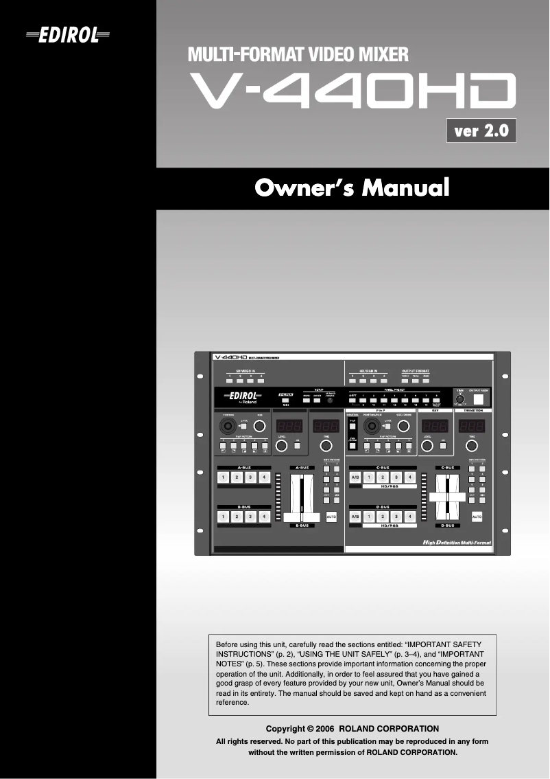 Page n°1 - Manuel utilisateur Roland V-440HD