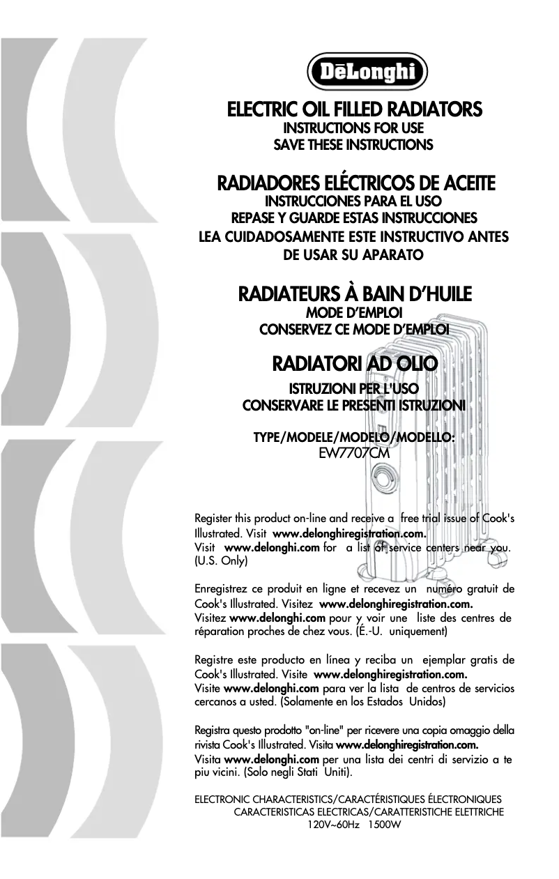 Image de la première page du manuel de l'appareil EW7707CM