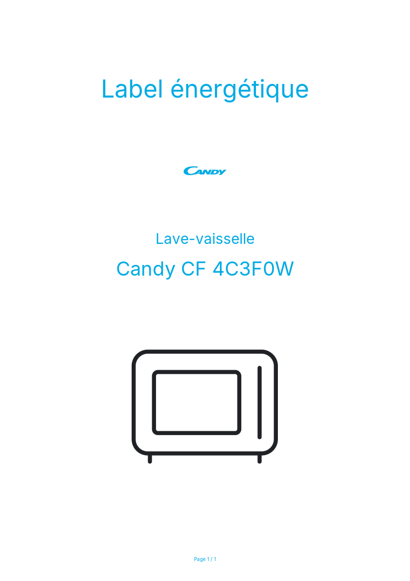 Page n°1 - Label énergétique Candy CF 4C3F0W