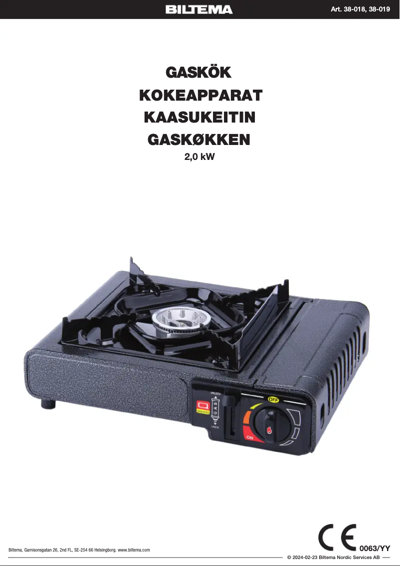 Page n°1 - Manuel utilisateur Biltema 38-018