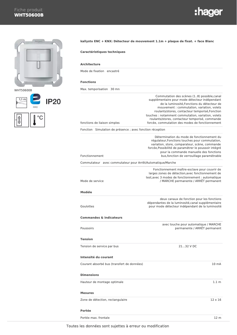 Image de la première page du manuel de l'appareil WHT50600B