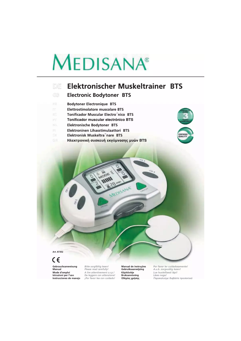 Page 1 de la notice Manuel utilisateur Medisana BTS 47728