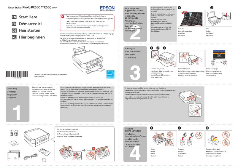 Page n°1 - Manuel utilisateur Epson Stylus Photo TX659