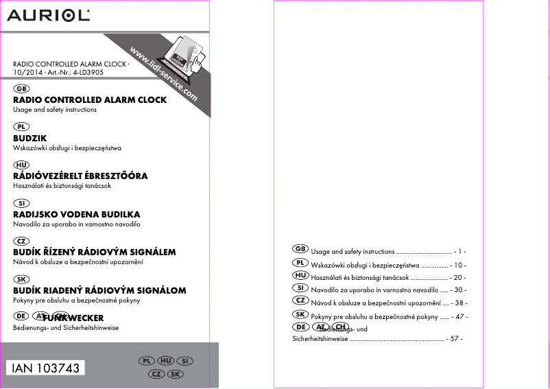 Page n°1 - Manuel utilisateur SilverCrest 4-LD3905