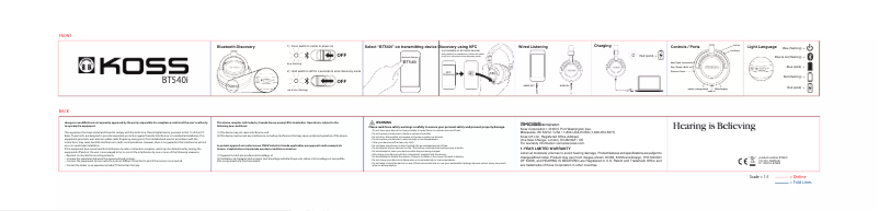Image de la première page du manuel de l'appareil BT540i