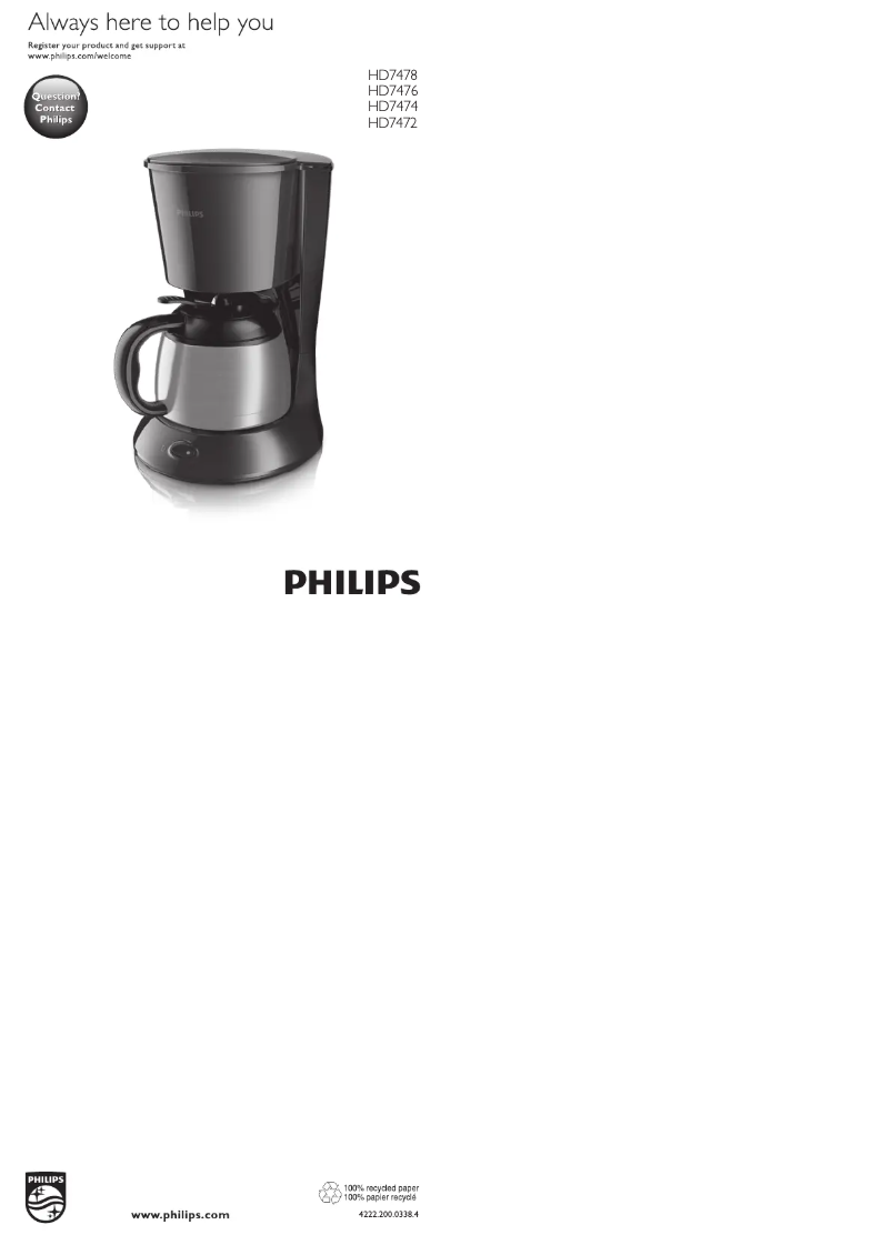 Page 1 de la notice Manuel utilisateur Philips Daily Collection HD7474