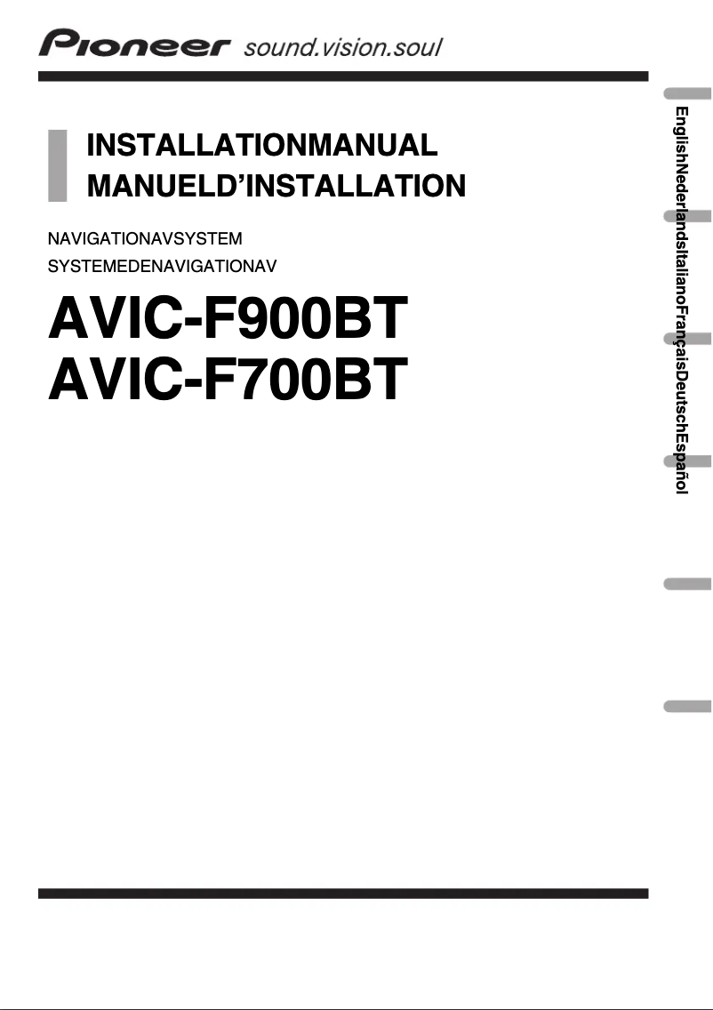Image de la première page du manuel de l'appareil AVIC-F700BT