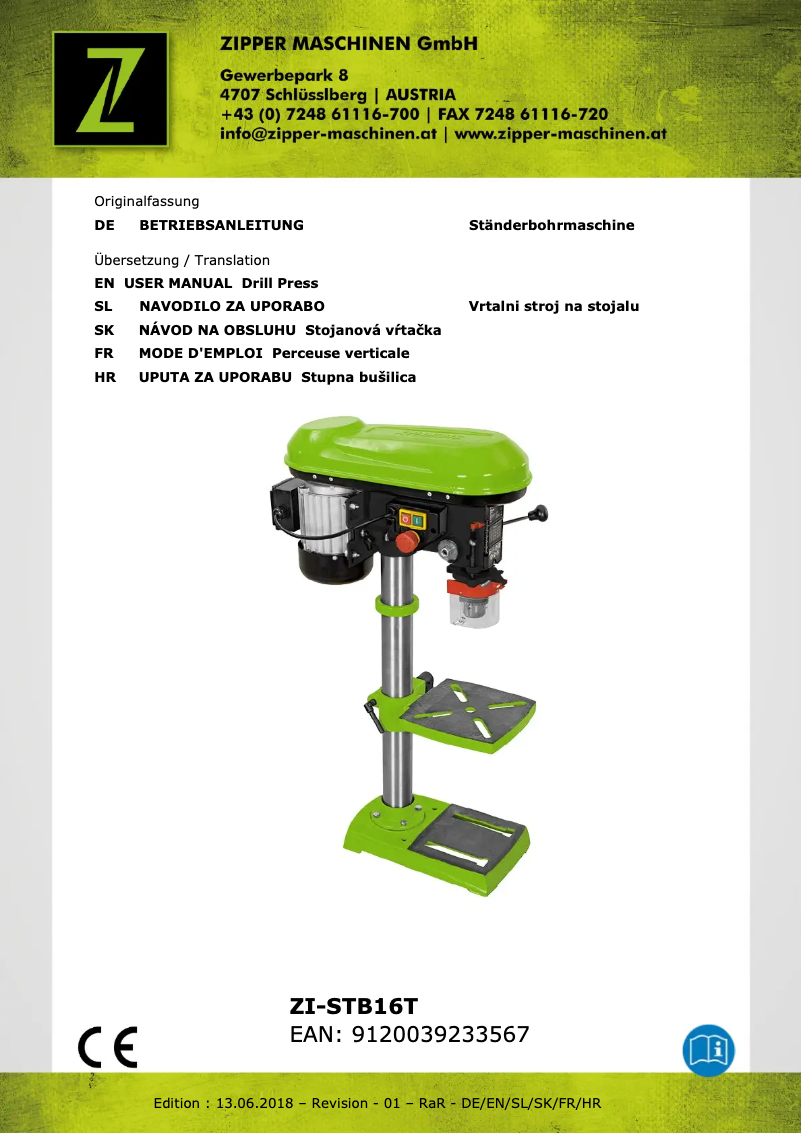 Page n°1 - Manuel utilisateur Zipper ZI-STB16T