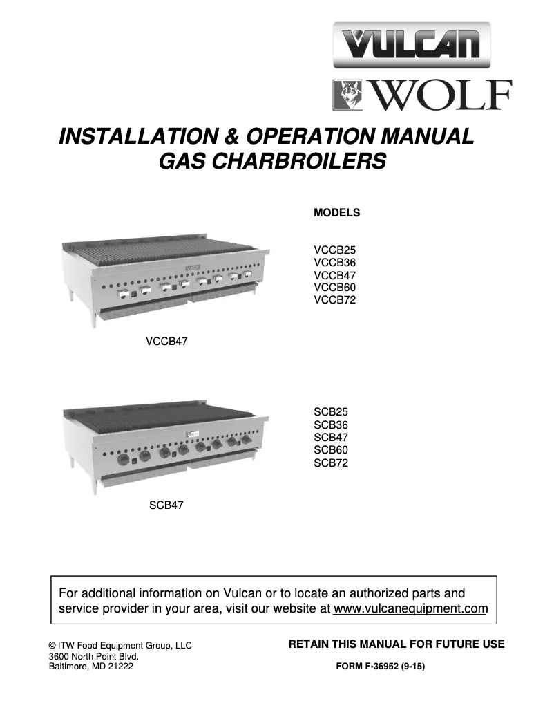 Page n°1 - Manuel utilisateur Vulcan VCCB47