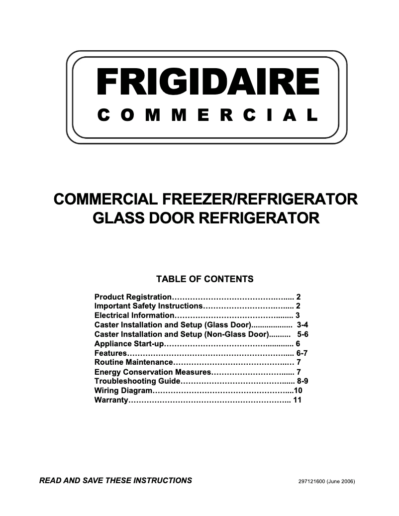 Page 1 de la notice Manuel utilisateur Frigidaire FCFS201LFB