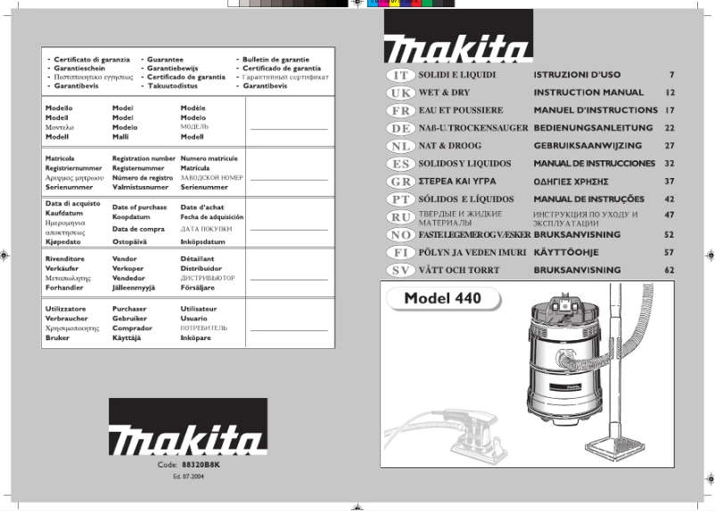 Page n°1 - Manuel utilisateur Makita 440