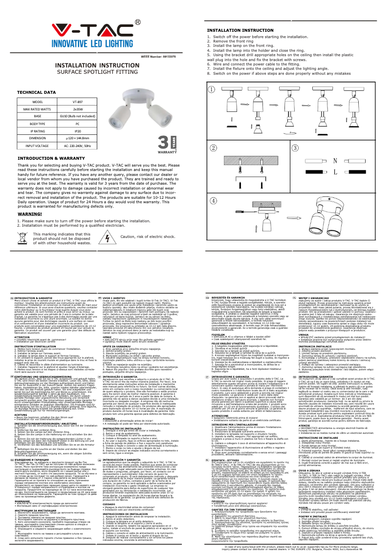 Page 1 de la notice Manuel utilisateur V-TAC VT-897