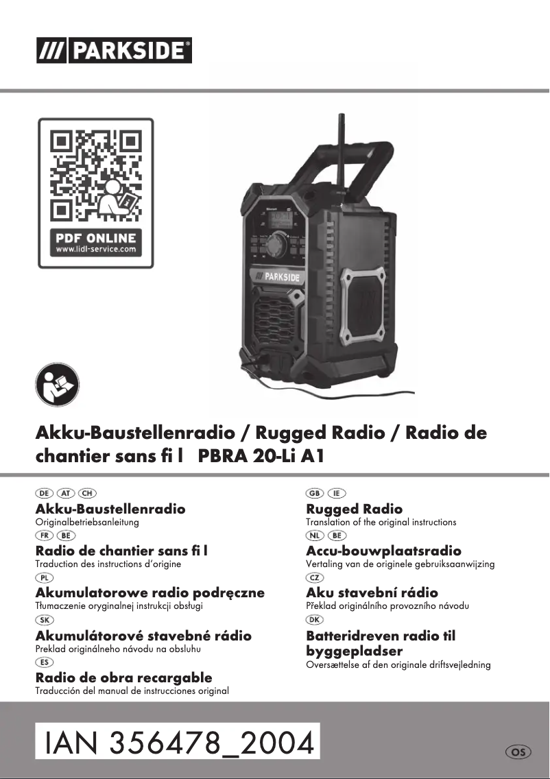 Page 1 de la notice Manuel utilisateur Parkside PBRA 20-Li A1