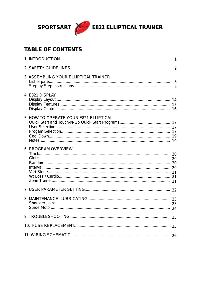 Página 1 del manual Manual de usuario SportsArt E821