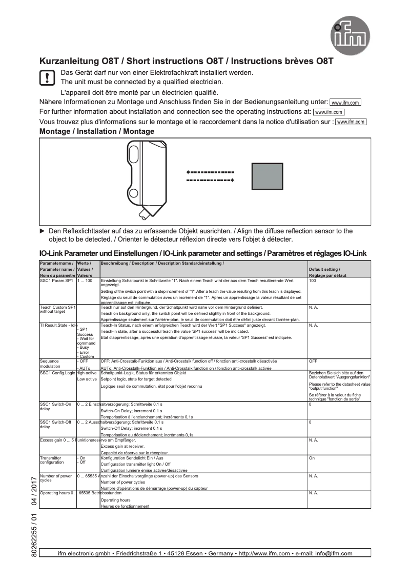Imagen de la primera página del manual del dispositivo O8T200